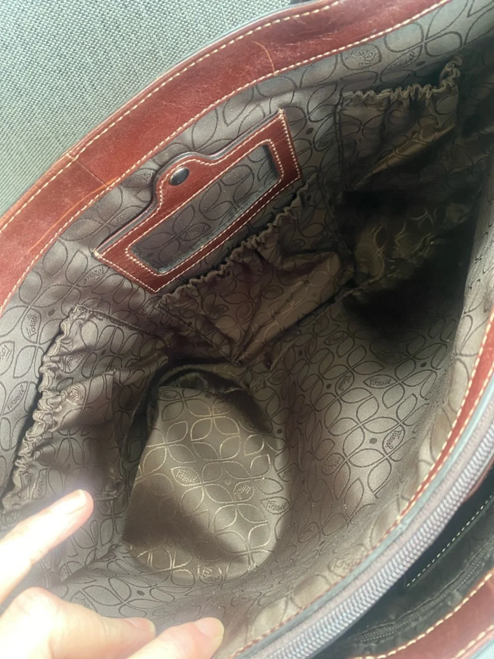 Fossil brown leather business shoulder bag long live vintage since 1954